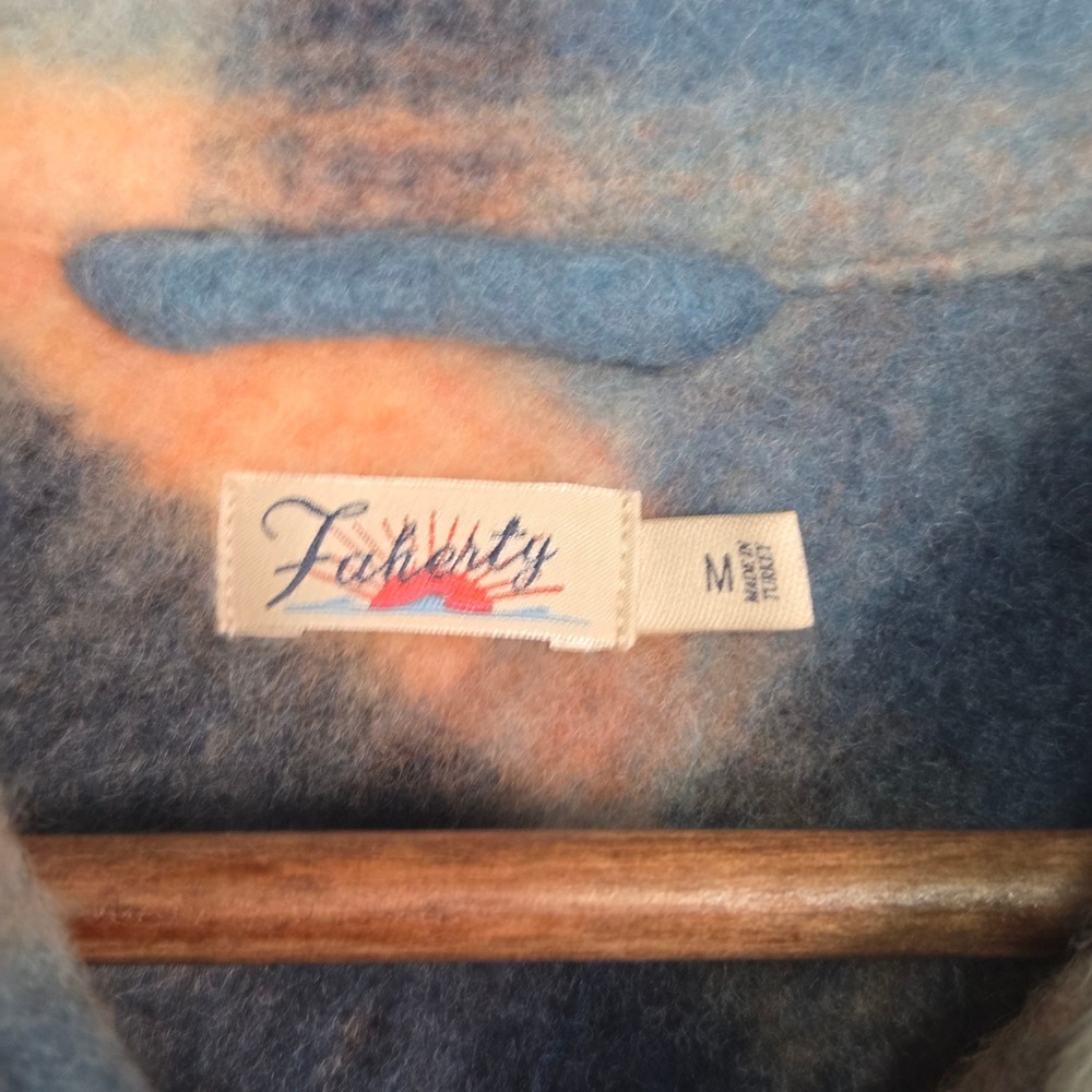 Faherty Plaid Shirt Jacket Womens M Blue Orange Wool Blend Shacket WJK2111-SST - Picture 4 of 8